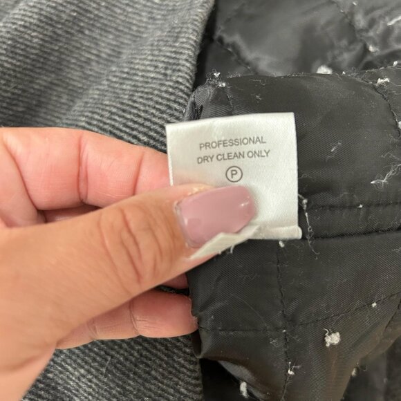 Calvin Klein Overcoat Mens Large‎ Gray Wool Blend Inner Zip Mock Collar Knit Bib - Picture 11 of 11